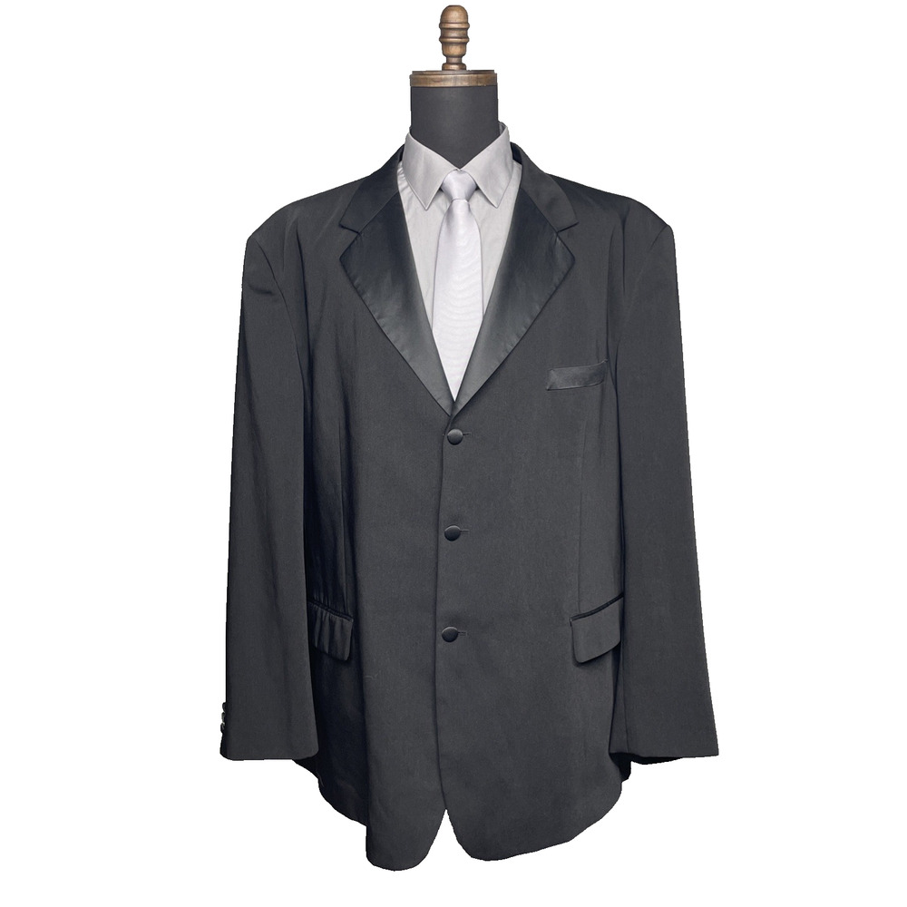 Vittorio St Angelo Tuxedo Jacket Mens 54L Black Satin Trim Formal Dinner Blazer